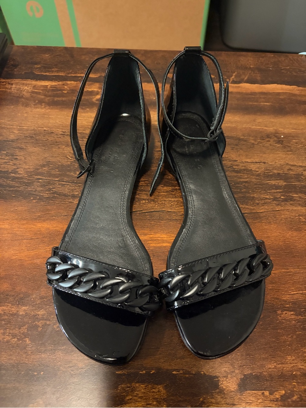 Sandro Paris Black Patent Chain Sandals EU 38 US 7.5-8 - Picture 2 of 7